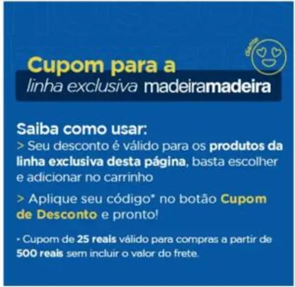 25,00 OFF Compras acima de 500 da lista