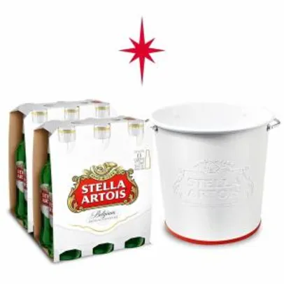 Kit Stella Artois 2 packs (12 Unidades) + Balde Alto Relevo | R$90