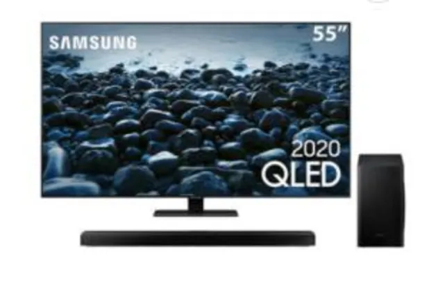 Smart TV QLED 55" 4K Samsung 55Q80T + Soundbar Samsung HW-Q60T | R$ 6.934