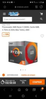 Processador AMD Ryzen 5 3400G, Cache 6MB | R$999