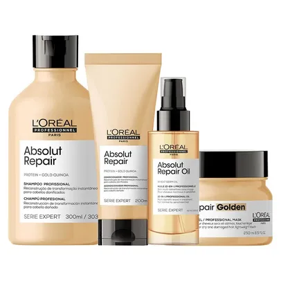 Kit L&apos;Oréal Pro Absolut Repair Gold Quinoa-Sh+Cond+Másc+Sér