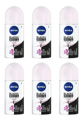 Kit 6 Desodorantes Roll On Nivea Invisible B&w Clear 50ml [3,54 Cada]