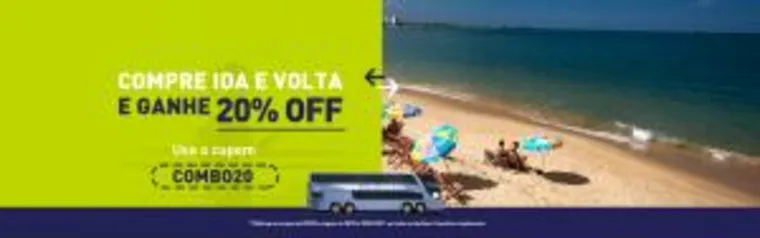 20% de Desconto para passagem de ida e volta.