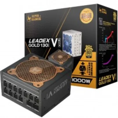 Fonte Super Flower LEADEX V Gold Pro 1000W, 80 Plus Gold, Full Modular, PFC Ativo, SF-1000F14TG(BK)