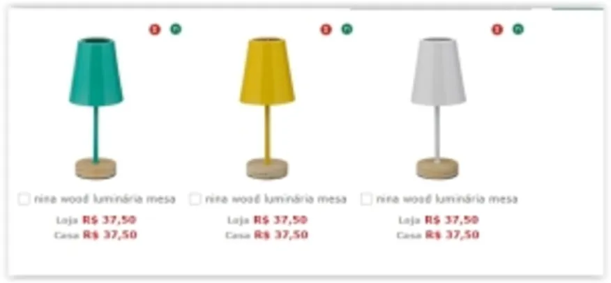 nina wood luminária mesa por R$ 38