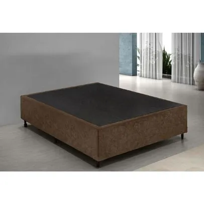 Base Cama Box Casal Suede 138x188 Marrom - Marrom