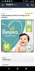 Fralda Pampers Confort Sec Mega, M, 44 unidades - R$30