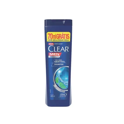 [10 UN] Shampoo Anticaspa Clear Men Ice Cool Menthol Leve 400 ml Pague 330 ml