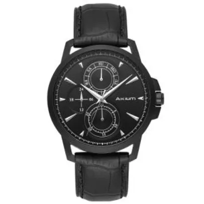 Relógio akium masculino couro preto - black-03c63gl02 - R$332