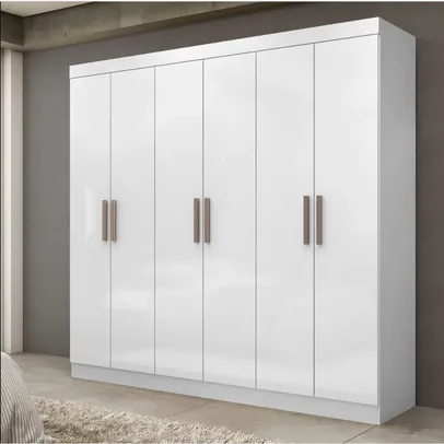 Guarda Roupa Casal 6 Portas 2 Gavetas Paris Siena Móveis Branco