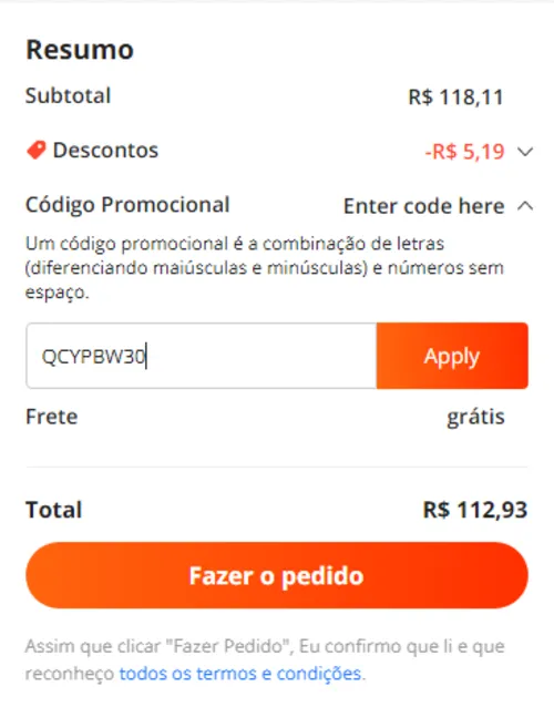 Imagem na descrição da promoção