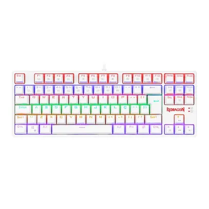 Teclado Mecanico Gamer Redragon Daksa, Rainbow, ABNT2, Switch Marrom, Lunar White, K576W-R PT-BROWN