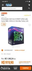 Processador Intel Core i5-9400F Coffee Lake, Cache 9MB, 2.9GHz (4.1GHz Max Turbo), LGA