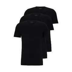 BOSS Kit Camiseta masculina de algodão Jersey bordada com logotipo pacote com 3, Dark Soil Black