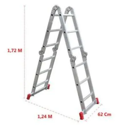 Escada Articulada Multifuncional 12 Degraus 13 Posições Alumínio - Botafogo Lar e Lazer