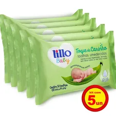 Kit 5 Lenços Umedecidos Toque De Carinho 50 Uni - Lillo | R$70