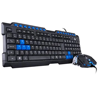 TECLADO E MOUSE GAMER VX GAMING GRIFO - MOUSE 2400 DPI CABO USB 1.8 METROS LED AZUL