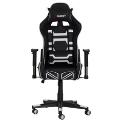 Cadeira Fx Gamer Reclinável 180º Giratória Preta Com Branco Ajustável Função Relax Rodas Anti Risco