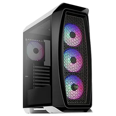 Gabinete Gamer Mid Tower RGB Aero One Frost Branco AEROCOOL 3 Fans.