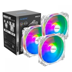 Kit Fan com 3 Unidades Alseye M120-P White, RGB, 120mm 1700 RPM