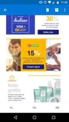 Desconto de 15% para comprar com cartão visa