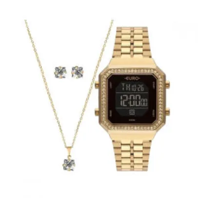 [CC americanas] Relógio Euro Feminino Fashion Fit Diamond + Colar e Brincos | R$ 180
