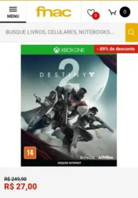 Destiny 2 - Day One - Xbox One - R$27