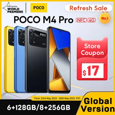 Global Versão POCO M4 Pro 4G Smartphone 6GB 128GB 90HZ 64MP