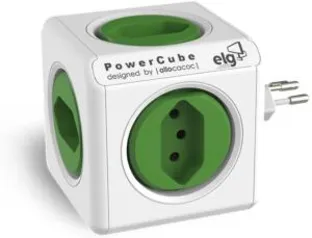 Adaptador Múltiplo Bivolt 5 Tomadas, Verde e Branco | R$70