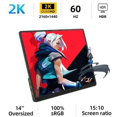 [ APP | Taxa Inclusa ] Monitor Portatil ZSUS 14", IPS, 2K, 60Hz