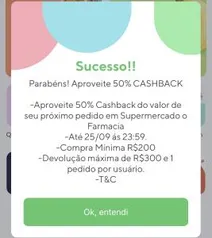 [USUÁRIOS SELECIONADOS] 50% de cashback em mercados e farmácia