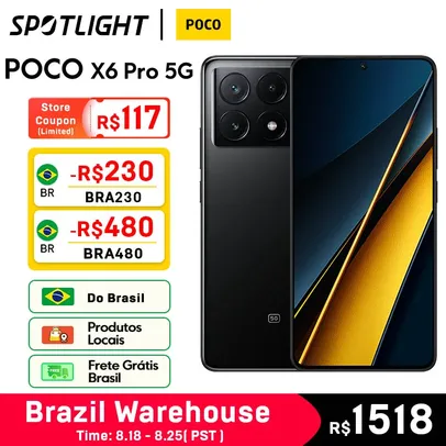 [Do Brasil / Gpay] POCO X6 Pro 5G Smartphone Versão Global, Dimensão 8300