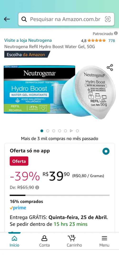 Imagem na descrição da promoção