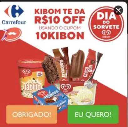(RAPPI) R$ 10,00 desconto para comprar sorvetes Kibon