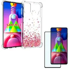 Capa Corações Anti Quedas Galaxy M51 + Película Vidro 3D Temperado