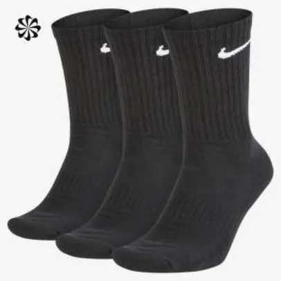 Meia Nike Cano Alto Everyday Cushion Crew (3 pares) | R$28