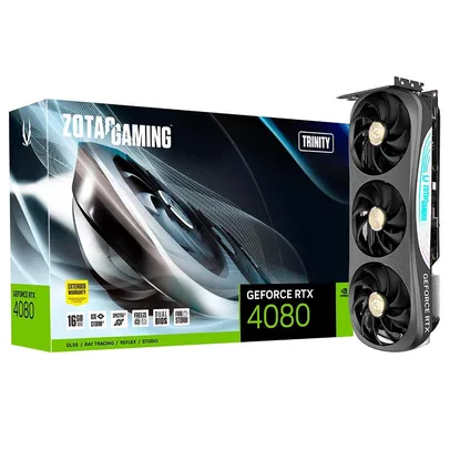 [PRIME] Placa de Vídeo RTX 4080 Trinity ZOTAC GeForce, 16 GB GDDR6X, DLSS, Ray Tracing 