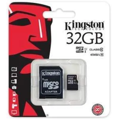 [Extra] Cartão de memória 32GB classe 10 + Adaptador Kingston - R$40