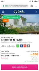 Pacote Foz do Iguaçu Passagem Aérea + Hospedagem com Café da Manhã | R$686