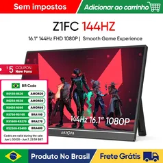 [No Brasil/Moedas] Monitor de Jogos Portátil Display ARZOPA 16.1 polegada 100% sRGB 144Hz 