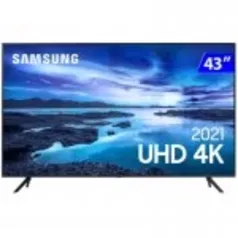 Smart TV Samsung 43" UHD 4K UN43AU7700GXZD Processador Crystal 4K Tela sem limites Alexa built in Controle Único