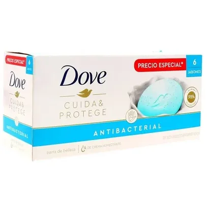 (R$ 0,99 centavos cada) Sabonete Antibacteriano Dove Cuida & Protege barra, 6 unidades com 90g cada