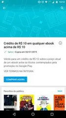 [Usuários Selecionados] R$10 OFF na compra do primeiro ebook na Play Store