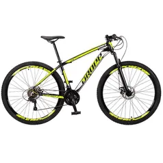 Bicicleta Aro 29 Dropp Race 21 Marchas, Quadro Alumínio e Freio à Disco - Preto/Amarelo