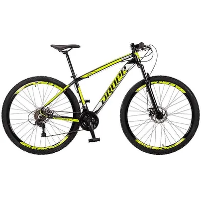 Bicicleta Aro 29 Dropp Race 21 Marchas, Quadro Alumínio e Freio à Disco - Preto/Amarelo