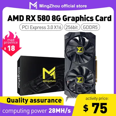 Placa de Vídeo AMD RX 580 2048SP 8GB MingZhou