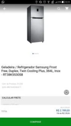 [APP] Refrigerador Samsung Frost Free, Duplex, Twin Cooling Plus, 384L, Inox - R$2789