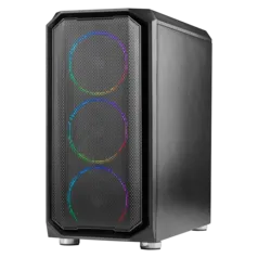 Gabinete Gamer Ninja Apolo, Mid Tower, RGB, mATX, Black, Sem Fonte, Com 3 Fans