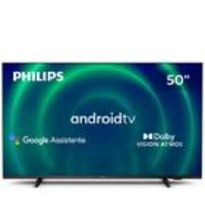 Smart TV Philips Android 50 4k 50pug7406/78 Google Assistant Comando de Voz Dolby Vision