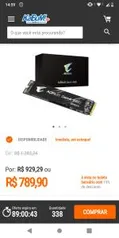 SSD Aorus Gen4, 500GB, M.2, NVMe, Leituras: 5000MB/s e Gravações: 2500MB/s - R$790